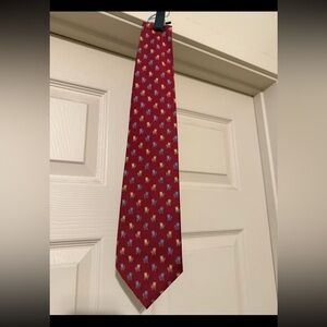 Tommy Bahama Men's Tie Silk Handmade Red Tropical Beach Chairs Aloha Necktie 57"